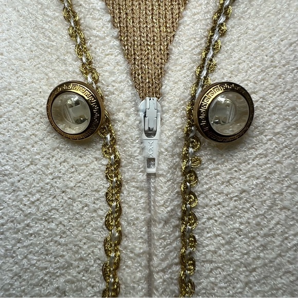 ST. JOHN 3 piece set Elegant Cream zip double breasted Jacket, skirt, blouse - Picture 4 of 13